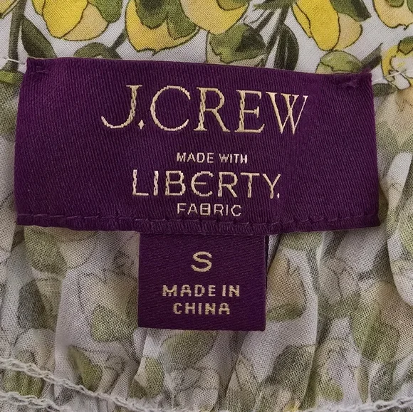 J. Crew High-neck Puff-sleeve Top Liberty Fabric Eliza's Yellow Women's Small - Picture 10 of 10